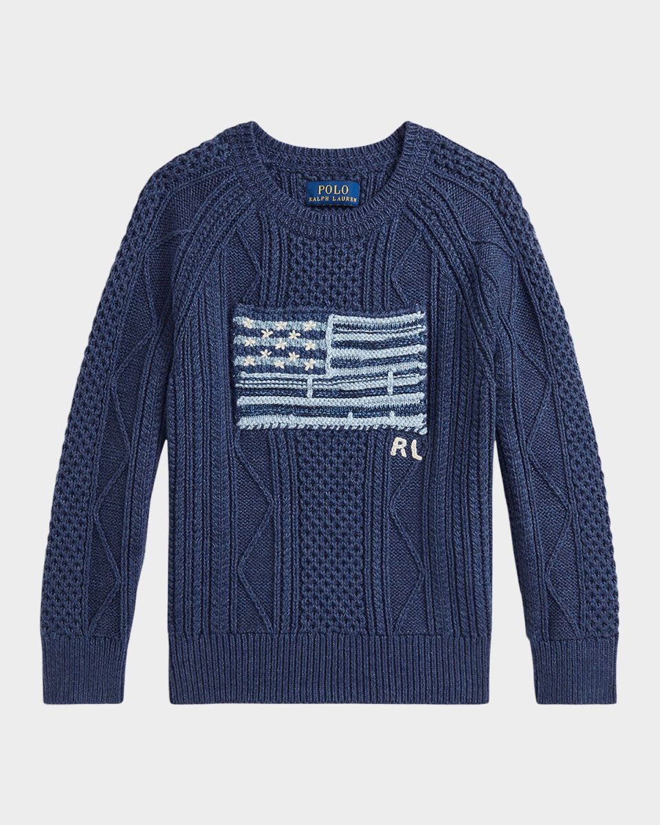 Boy's Cotton Faded Flag Sweater, Size 2-